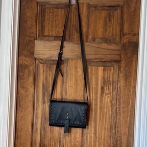 Lodis Black Leather Crossbody Bag